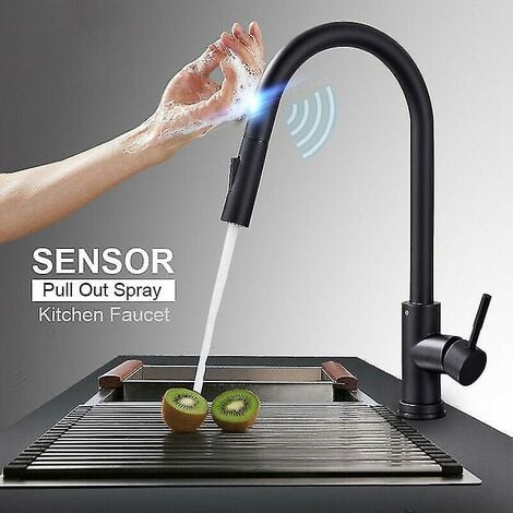 Robinet mitigeur de cuisine avec capteur tactile, accessoire intelligent,  inductif et sensible, à poignée unique + double sortie d'eau, modèle 1005J