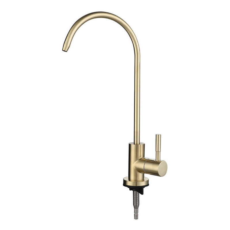 Robinets de cuisine Robinet de filtre à eau, robinet de filtre à eau froide simple à col de cygne pour évier de cuisine, or rose (couleur : or brossé)