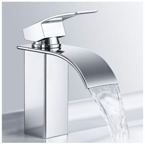 Robinets de lavabo cascade, robinets de salle de bain en acier inoxydable, robinets de lavabo chromés