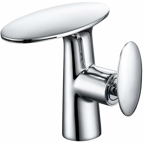 Robinets de lavabo en laiton blanc Poignée cascade de salle de bains Robinet unique Eau froide et chaude Navire Évier Mitigeur Grue,Argent