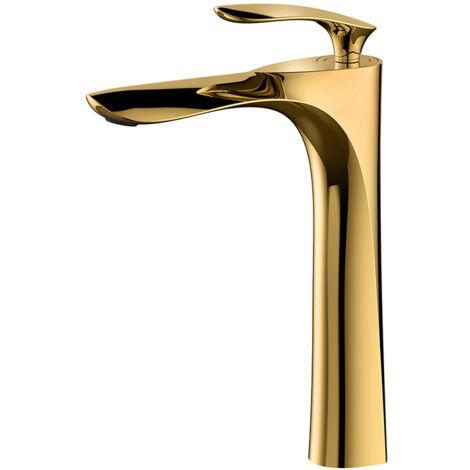 Robinets de lavabo Mitigeur Lavabo Robinet Salle de Bain Haut Robinet or Corps Poignée en Chrome doré Laiton Mélangeur