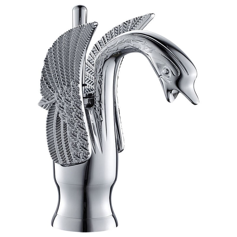 Robinets de lavabo Robinet Salle de bains Lavabo Robinet Hôtel Cuivre Mitigeurs Robinets chauds et froids-Court,Argent