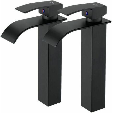 Robinets de salle de bain cascade modernes, en laiton noir, avec mitigeur pour eau chaude et froide, disponibles en G 3/8.