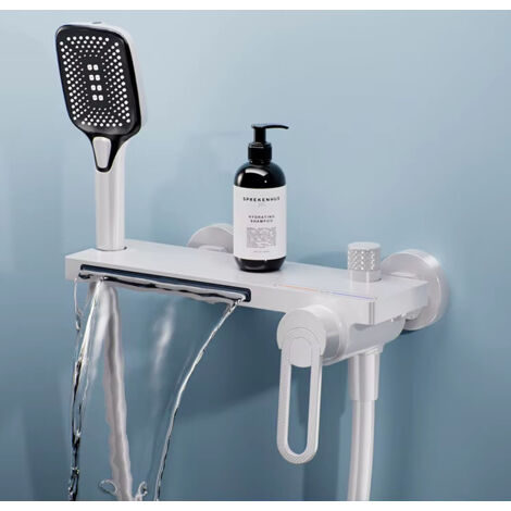Robinets de salle de bain muraux, mitigeurs de baignoire de style cascade et mitigeurs de douche, avec trois modes de débit d'eau.