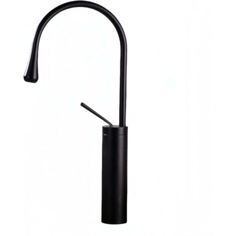 Robinets d'évier, poignée unique longue et luxueuse, un trou, pour salle de bain, toilettes, cuisine, bar, lavabo, vasque, garniture en laiton massif, noir mat, arche haute arrondie