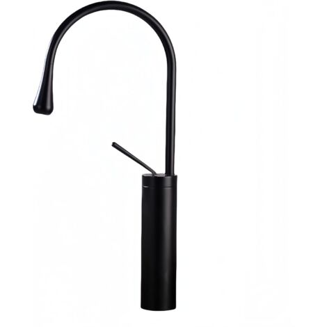 Robinets d'évier, poignée unique longue et luxueuse, un trou, pour salle de bain, toilettes, cuisine, bar, lavabo, vasque, garniture en laiton massif, noir mat, arche haute arrondie