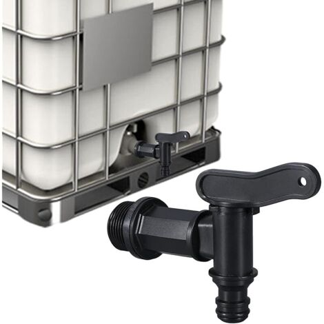 Robinets IBC Réservoir d'eau, Robinets de Rechange Plastique S60x6 Adaptateur Boîte de Rangement d'eau IBC, Raccord de Robinet 3/4" Robinet Cuve 1000L pour Collecteur Récupérateur Eau Pluie