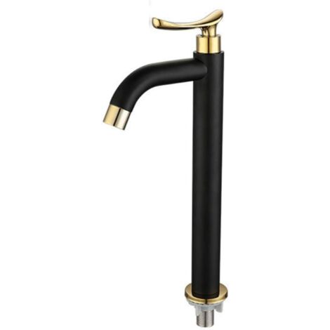 Robinets, Robinet de Bassin de Comptoir D'Eau Froide Noire Robinets de Mélangeur D'Évier de Salle Den À Levier1 Trou, Noir + Or
