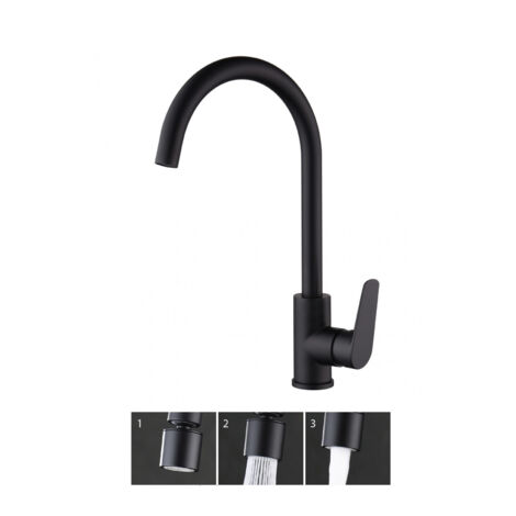 Robinetterie Cuisine mitigeur BOW à poser Noir (mat)ChroméNoir mat  - Gioia Materia