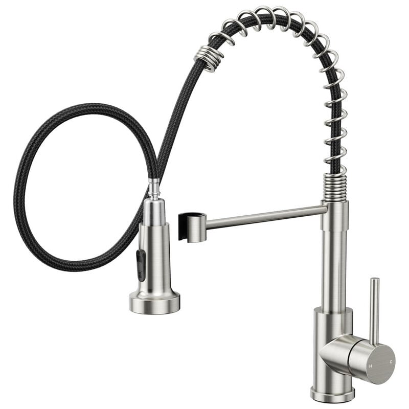 Rainsworth - Robinetterie de cuisine avec flexible et pommeau amovible Deux types de jets d'eau, rotation de 360°, acier inoxydable, installation