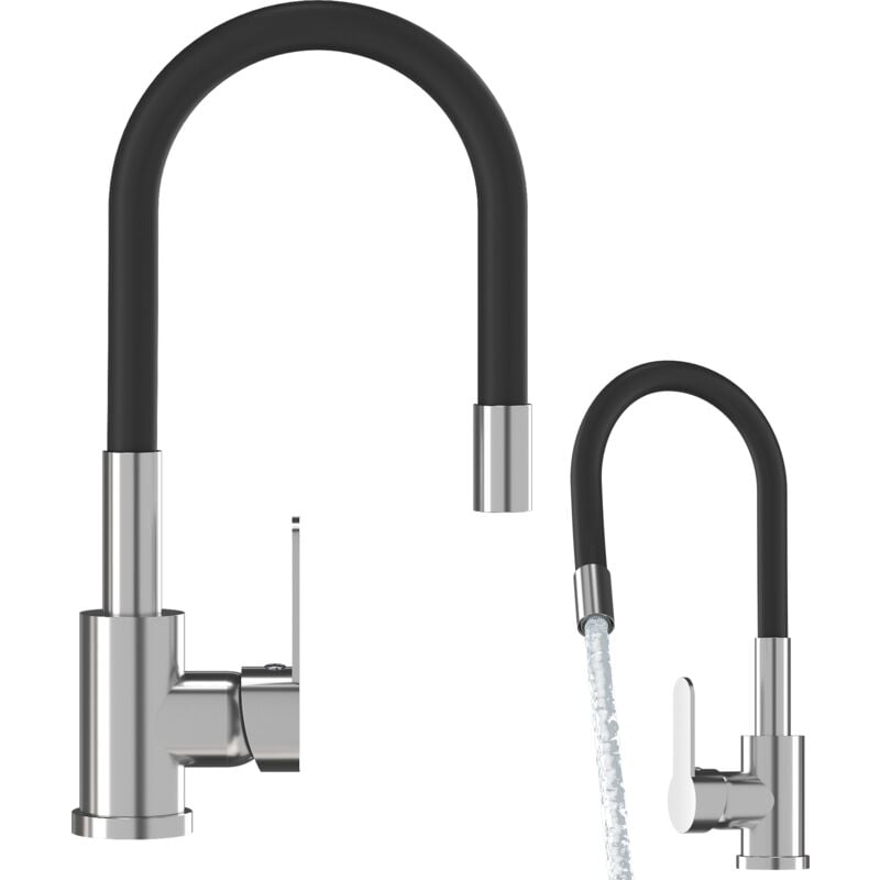 Robinetterie de cuisine chrome bec flexible grado