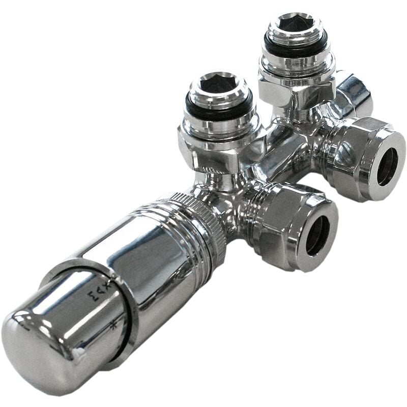 Robinetterie de raccordement central avec thermostat pour radiateur - couleur au choix Chrome - Bernstein