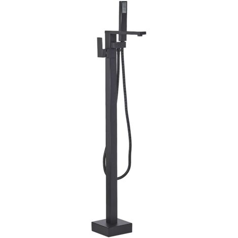 Robinetterie sur Pied Laiton Acier Aluminium Noir Mat 120 cm Finition Solide Della