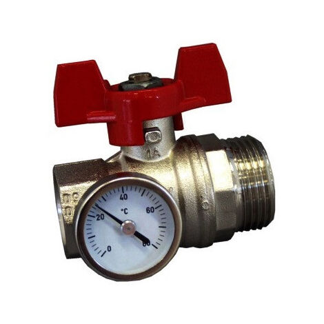 RobinetTOURN. SPHER., JOINT PLAT,MANETTE ROUGE DN25 1 Fx1 M