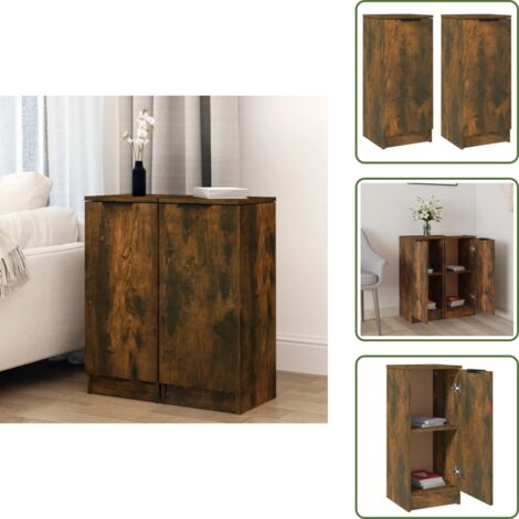 Roble ahumado - vidaXL Aparadores 2 uds madera contrachapada roble ahumado 30x30x70 cm - Almacenamiento