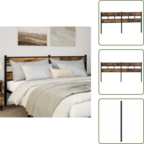 Roble ahumado - vidaXL Cabecero de repuesto de hierro y madera de ingeniería roble ahumado 180 cm - Soporte para espalda