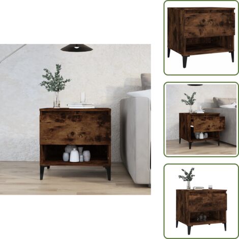 Roble ahumado - vidaXL Mesa auxiliar madera contrachapada roble ahumado 50x46x50 cm - Almacenamiento