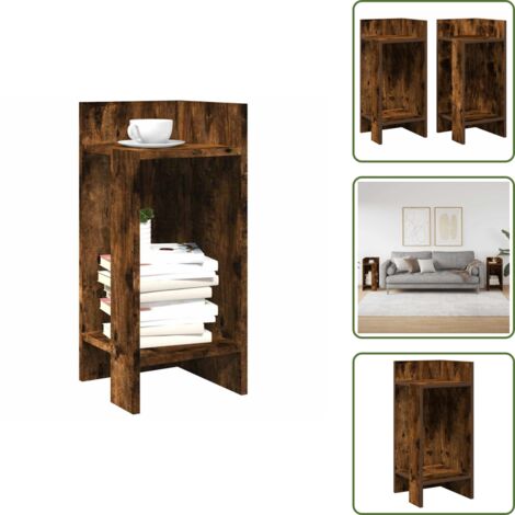 Roble ahumado - vidaXL Mesas auxiliares 2 uds con estante ahumado roble 25,5x27x60 cm - Almacenamiento