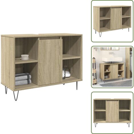 Roble Sonoma - vidaXL Mueble de baño madera de ingeniería roble Sonoma 80x33x60 cm - Almacenamiento de baño