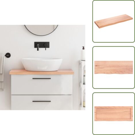 Roble - vidaXL Encimera baño madera maciza tratada marrón claro 80x30x(2-4) cm - Encimera de tocador