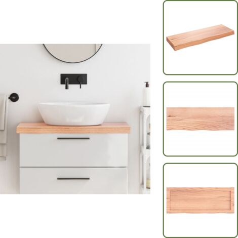 Roble - vidaXL Encimera baño madera maciza tratada marrón claro 80x30x(2-6) cm - Encimera de tocador