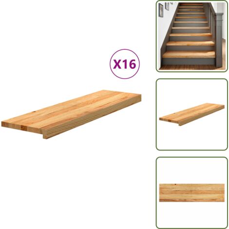 Roble - vidaXL Peldaños de escalera 16 uds madera maciza roble marrón claro - Alféizar de ventana