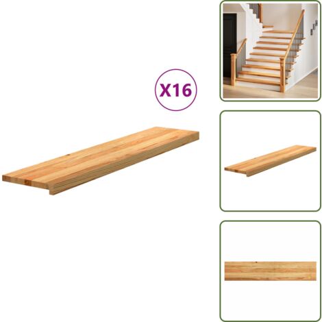 Roble - vidaXL Peldaños de escalera 16 uds madera maciza roble marrón claro - Alféizar de ventana