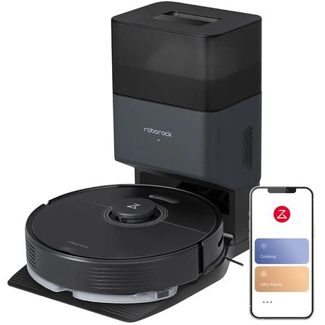 Roborock Q7 MAX+,Aspirador Robótico con Estación de Vaciado 4200Pa Lidar de Navegación 5200mAh Control por App/Alexa/Wifi 3D Mapping S5 Max Upgrade - Negro