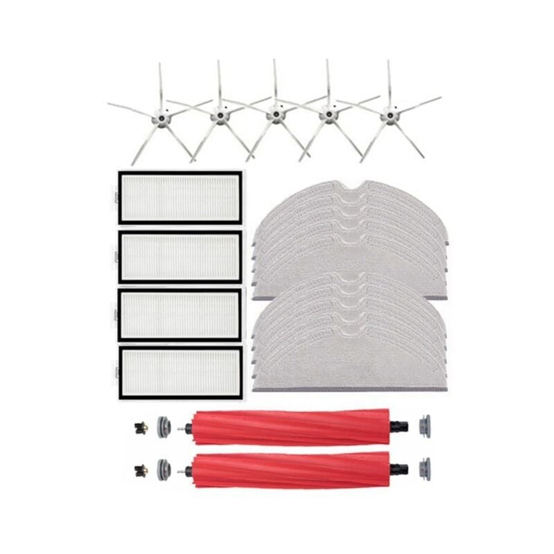 Forehill - Roborock Q7 Max + T8 Brosse Principale Brosse LatéRale Filtre Hepa Vadrouille Chiffon Robot Aspirateur PièCes de Rechange Blanc