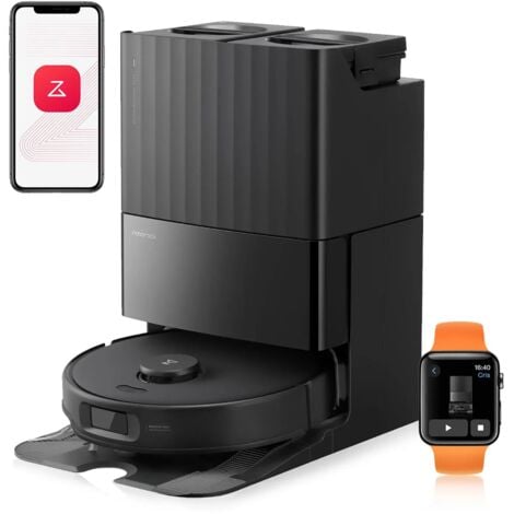 roborock Qrevo Edge S5A Staubsauger Roboter 17.000 Pa, 75℃ Heißwasser-Moppwäsche, Dual Anti-Tangle Hebarem Wischmopp, FlexiArm Design™,Schwarz(Master-Upgrade)