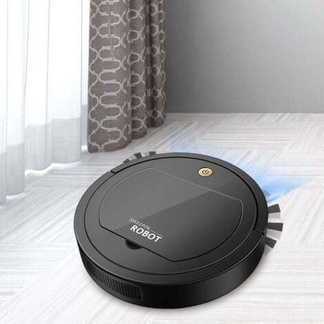 Robot aspirador potente, anti-recolección y anti-caída, multimodo, para limpieza del hogar, pelo de mascotas, polvo y suelos, silencioso (negro)