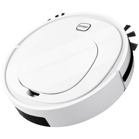 Robot aspirador y fregona inteligente – Dispositivo 3 en 1: robot aspirador + robot fregona – Batería USB de 1500 mAh – Apto para suelos de mármol, baldosas y parqué – 32 cm de diámetro, ABS blanco