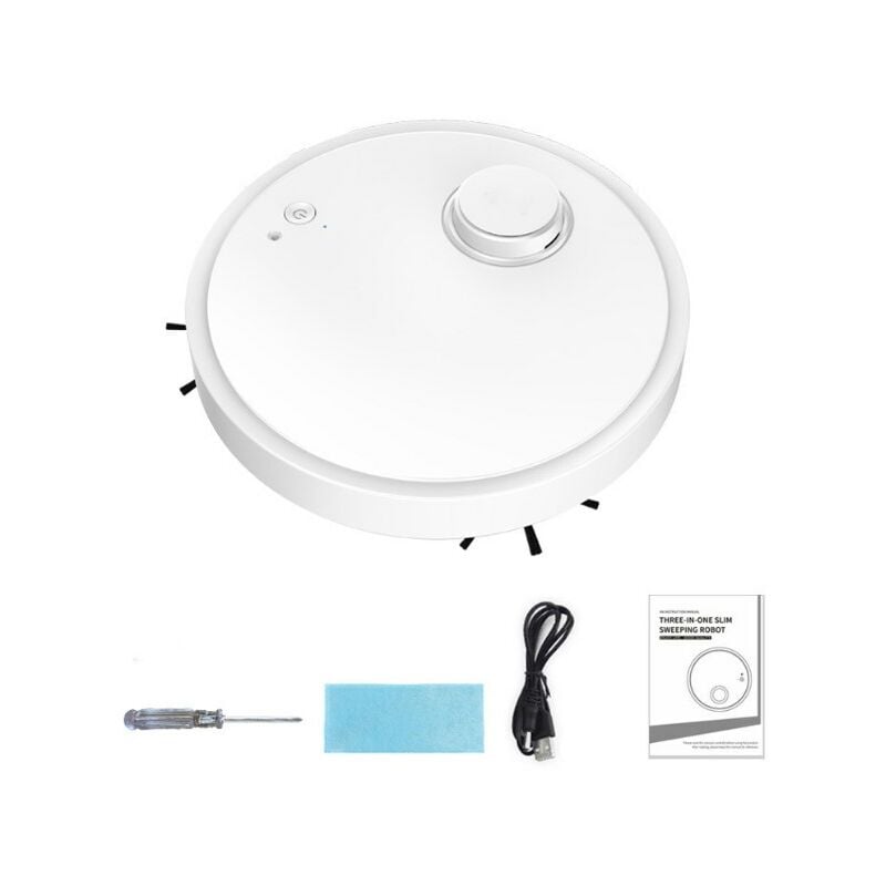 Robot aspirateur 3 en 1 avec fonction d'essuyage, aspirateur robot avec mode d'aspiration puissant 1.1-1.2 Kpa, réservoir à poussière de 177 ml, 4 cm