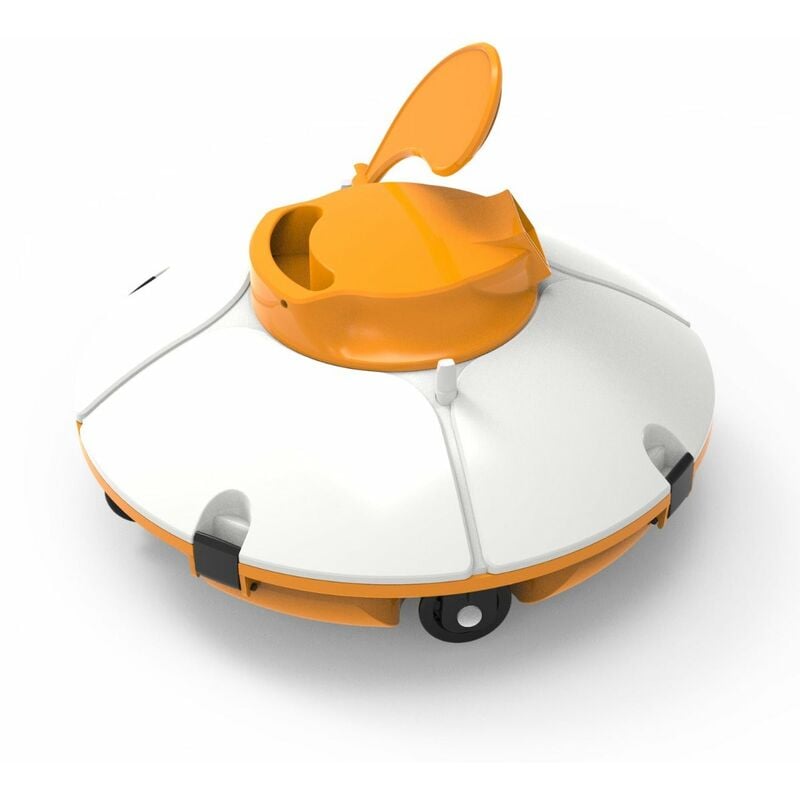 Robot aspirateur de piscine autonome bestway Frisbee orange pour piscine à fond plat - Blanc