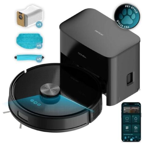Robot Aspirateur et Laveur avec Base Autovidage Cecotec Conga X50. Moteur d'Aspiration 15000Pa, Base 4 en 1, Technologie Laser
