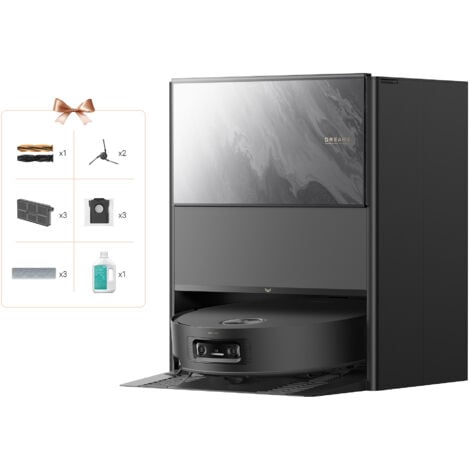 robot aspirateur laveur dreame Aqua10 Ultra Roller Complete, Nettoyage Automatique du Rouleau, Évitement d'obstacles de 8 cm, Vidage Automatique, Aspiration de 30 000 Pa, Commande Vocale Intelligente