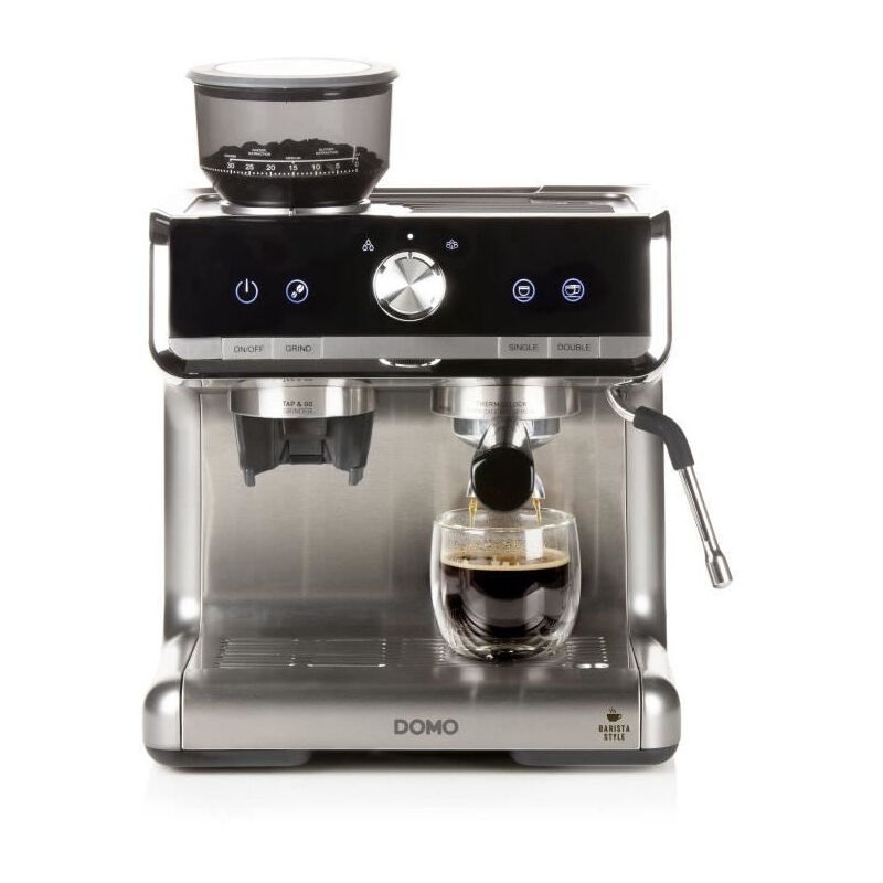 Machine a Espresso semi-professionnelle avec moulin Domo DO720K - 1500 w - 15 bar - 1 ou 2 tasses - 30 réglages