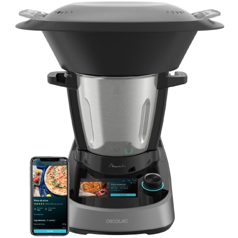 Cecotec Robot de Cocina Multifunción Mambo Touch. 1600 W, 37 Funciones, Pantalla Táctil TFT 5 con Recetario Integrado, 3,3 Litros de Capacidad, APP,