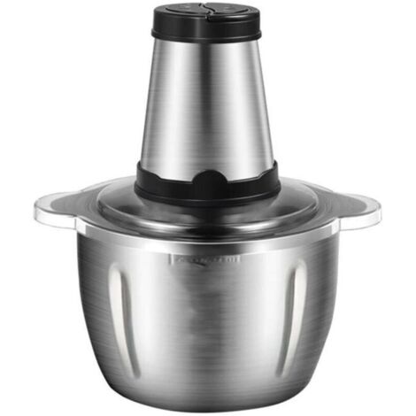 Robot culinaire électrique de 250 W avec 2 vitesses, 4 lames en acier inoxydable, bol de 2 L en acier inoxydable, conception anti-éclaboussures, traitement rapide des légumes, de la viande