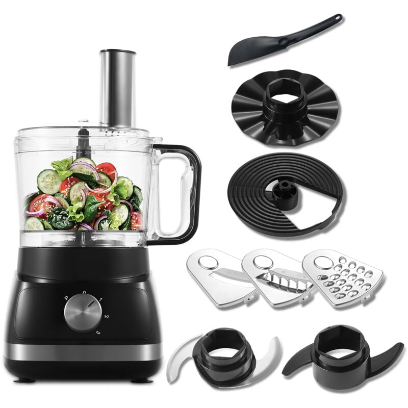Topstrong - Robot culinaire robot culinaire 800 w, hachoir multifonction noir 2 l, robot culinaire compact, 3 vitesses et impulsion, hachoir, pétrin