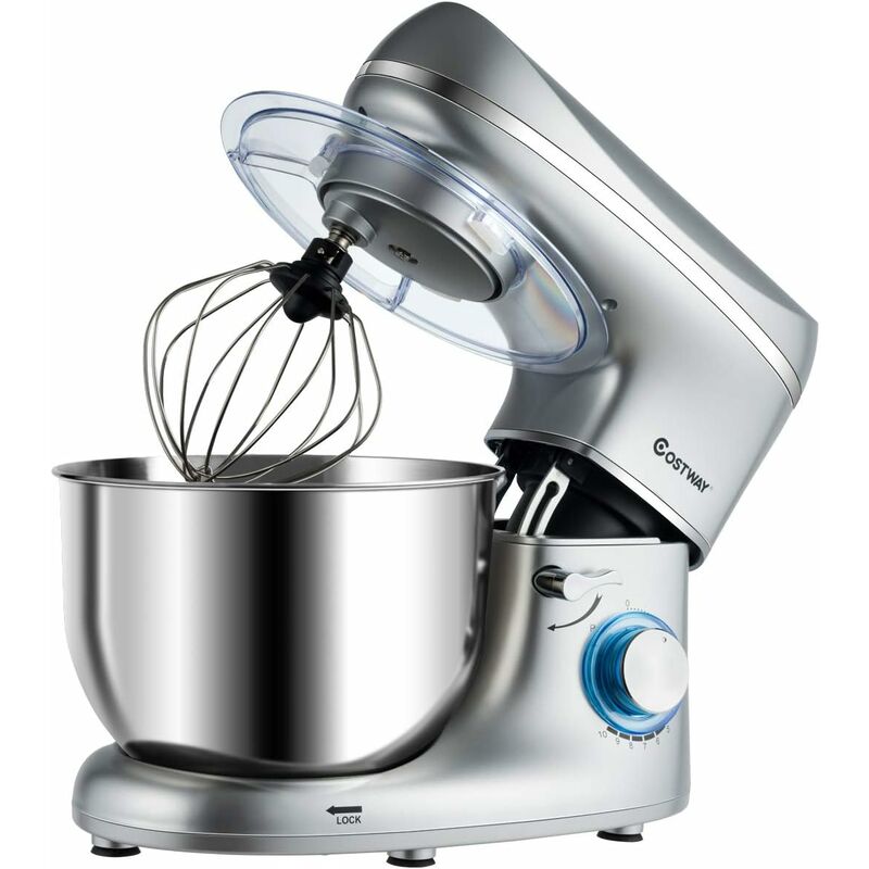 Image of Robot da Cucina Multifunzione Compatto Mixer Impastatrice 5,5L, 1300 w, Velocità Regolabile, Acciaio Inox (Argento)