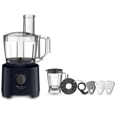 Robot da cucina multifunzione Moulinex Easy Force, 800 W, 25 funzioni, 2 velocità + Pulse, 6 accessori di cui 1 frullatore incluso, Compact FP247810, Blu notte