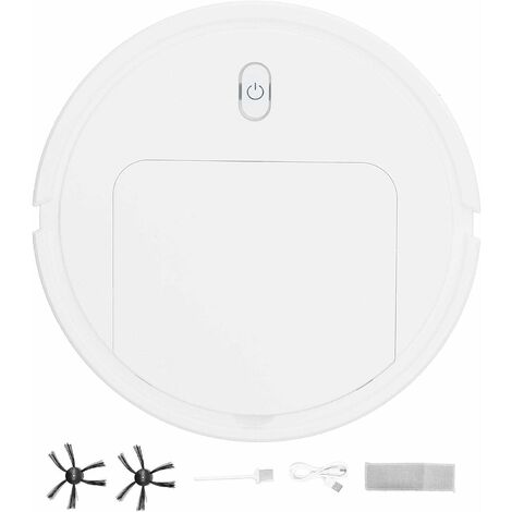 Robot de Balayage Domestique, Aspirateur Robot Intelligent Automatique, Direction Intelligente Robot Nettoyeur de Sol USB avec Moteur sans Balais pour Poils d'animaux/Sol Dur/Tapis/Parquet(Blanc)