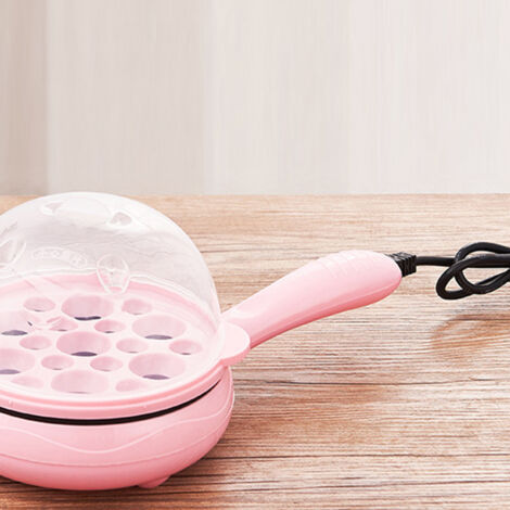 Robot de cuisine multifonction : cuiseur et friteuse d'œufs 2 en 1 antiadhésif, fonction arrêt automatique, 1000g, rose, pour maison et dortoir