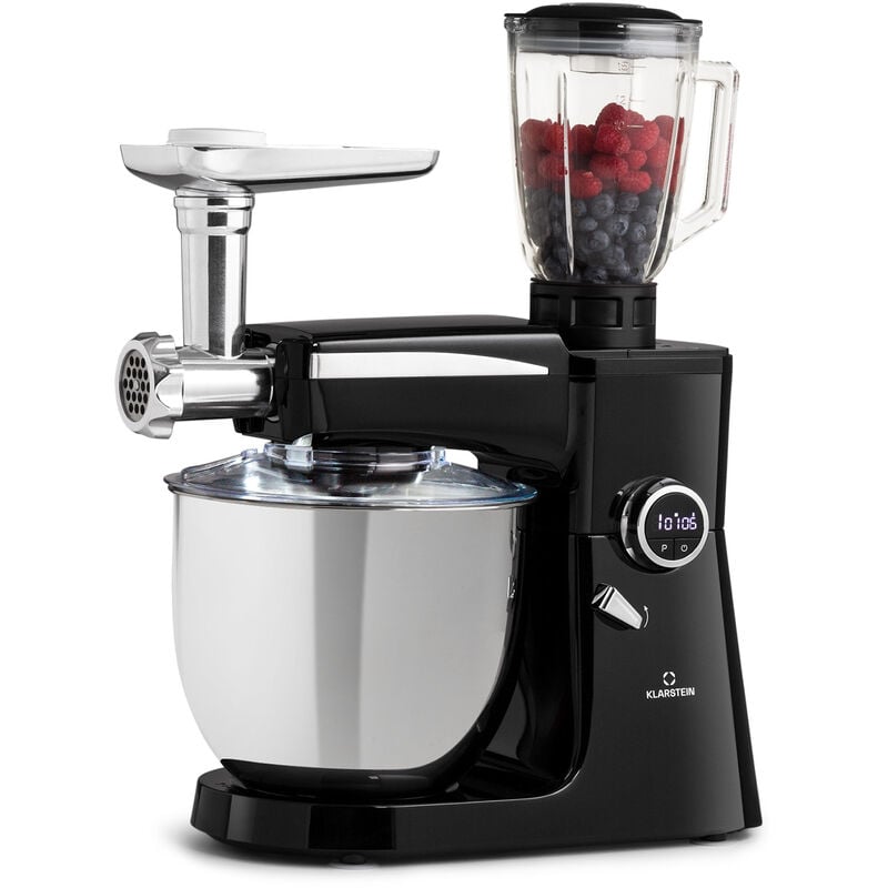Klarstein Robot Mixeur Multifonctions, Robot Cuisine 2000W, Hachoir à Viande, Blender 3 en 1, Robot Patissier, Robot Cuisine Multifonction 10L, Rape