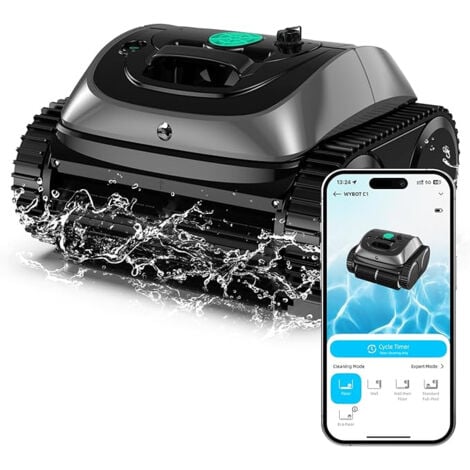 Robot de Piscine Sans Fil Wybot C1 Nettoyage Automatique du Fond, des Parois et Ligne d'Eau avec Application Mobile