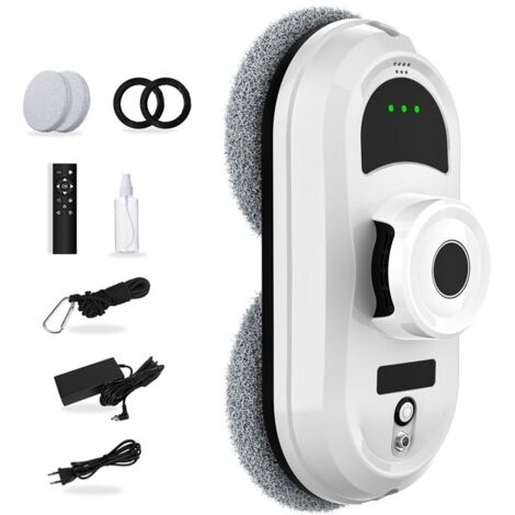 Robot Laveur de Vitre Automatique 5600Pa - 3 Modes de Nettoyage - Télécommande - 10 Chiffons - pour Toutes Surfaces Lisses