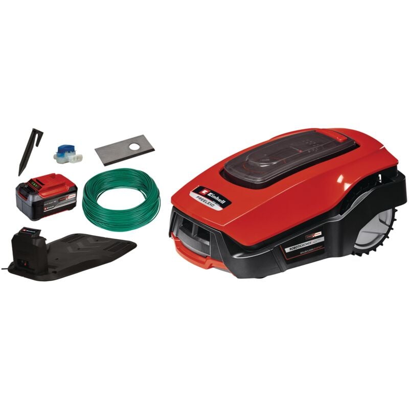 Robot Tondeuse freelexo 1200 lcd bt Power X-Change (18 v, 1200 m², application Bluetooth) Livré avec Kit d'installation et Batterie 5,2Ah - Einhell