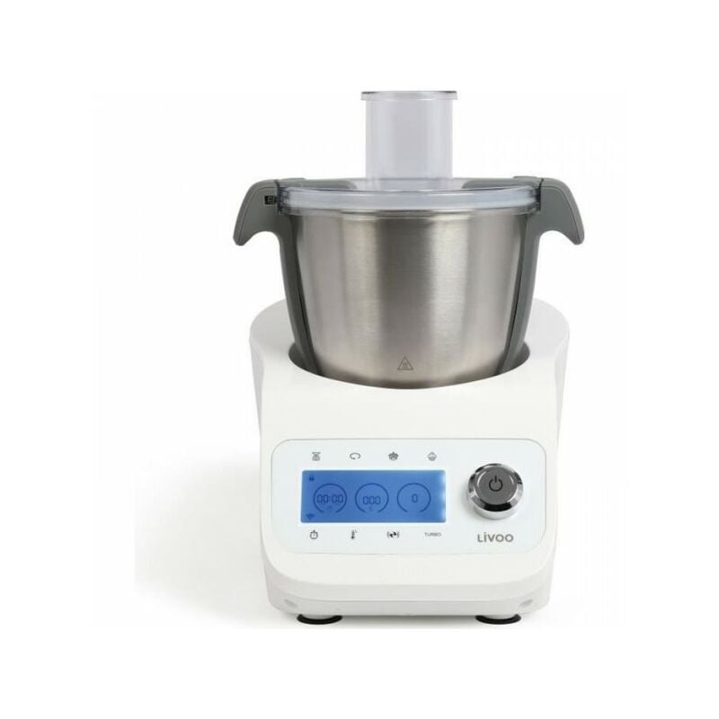 Livoo - Robot multifonctions Super Cooker DOP219W - 12 vitesses - Bol inox 3,5L - 1000W - Blanc