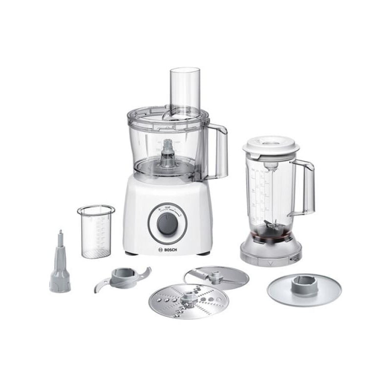 Bosch - Robot multifonctions MultiTalent3 - Blanc - 800 w - 2 vitesses et pulse - Bol mélangeur 2,3 l - Bol mixeur 1 l - 2 disque